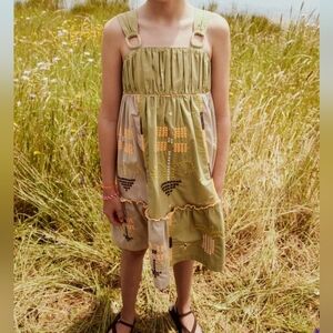 Zara Girls  Embroidered Strappy Dress Sizes 9 and; 11-12 Years Khaki